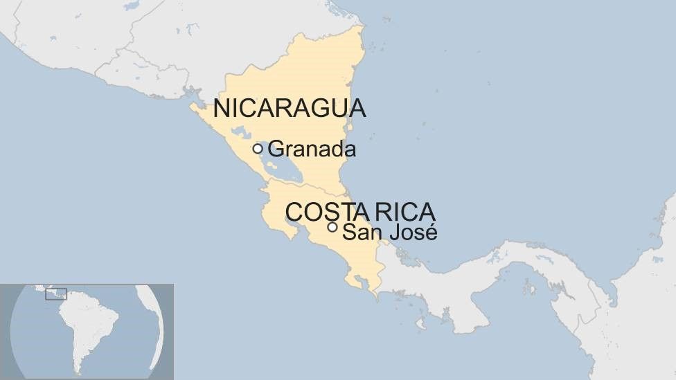 Map of Costa Rica and Nicaragua