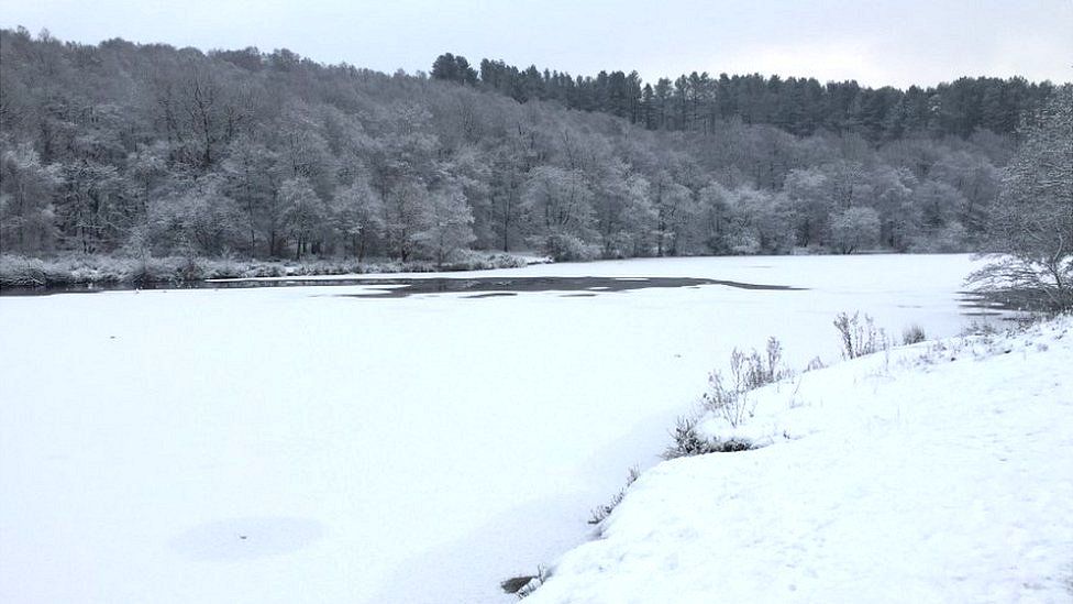 Frozen lake in Lancashire