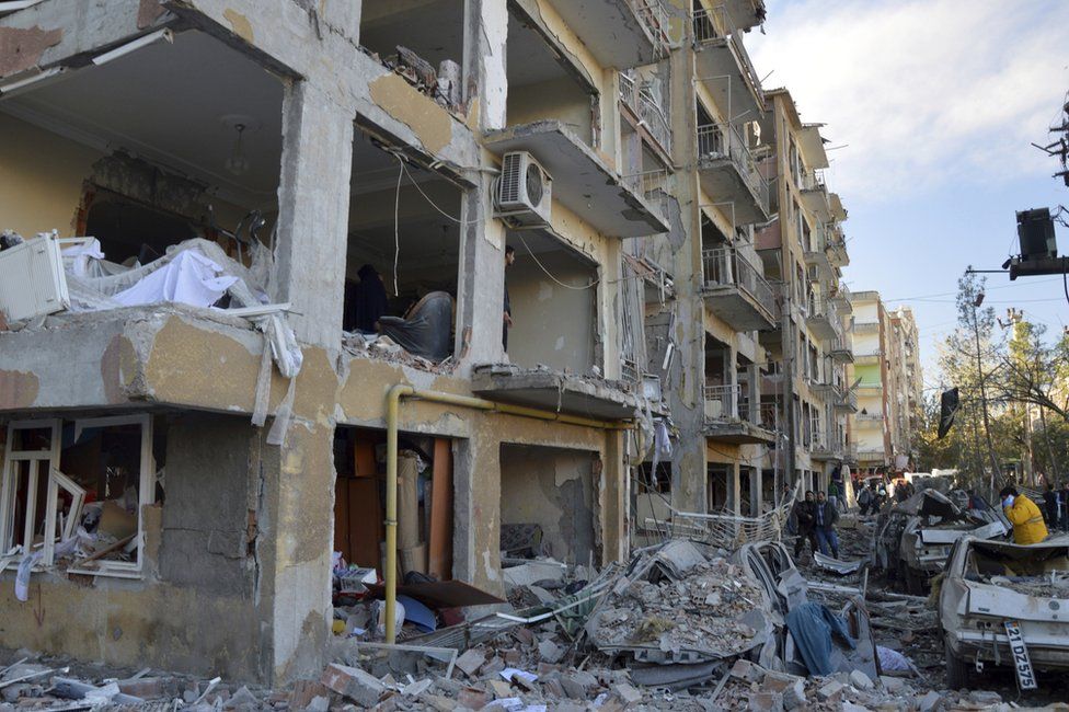 Blast damage in Diyarbakir, Turkey, 4 November