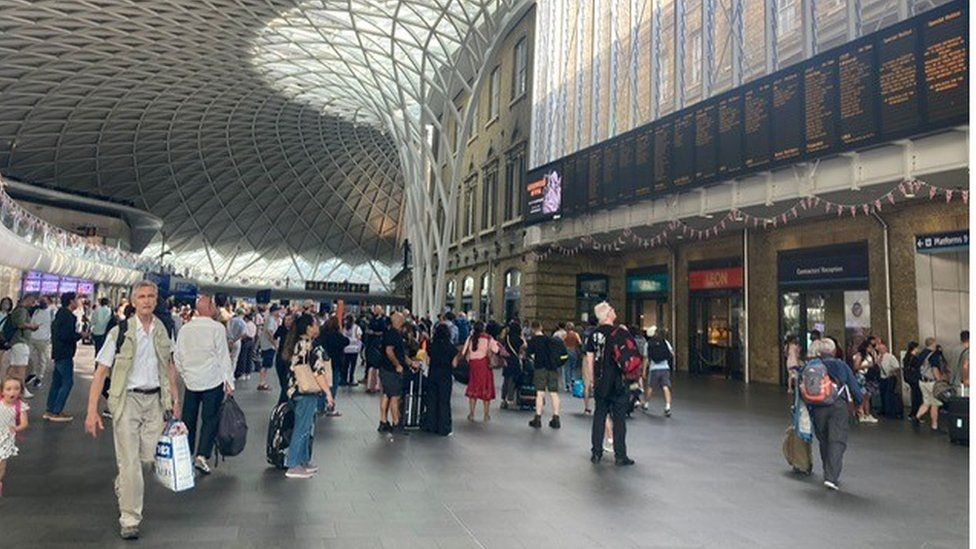 Passengers at King's Cross station