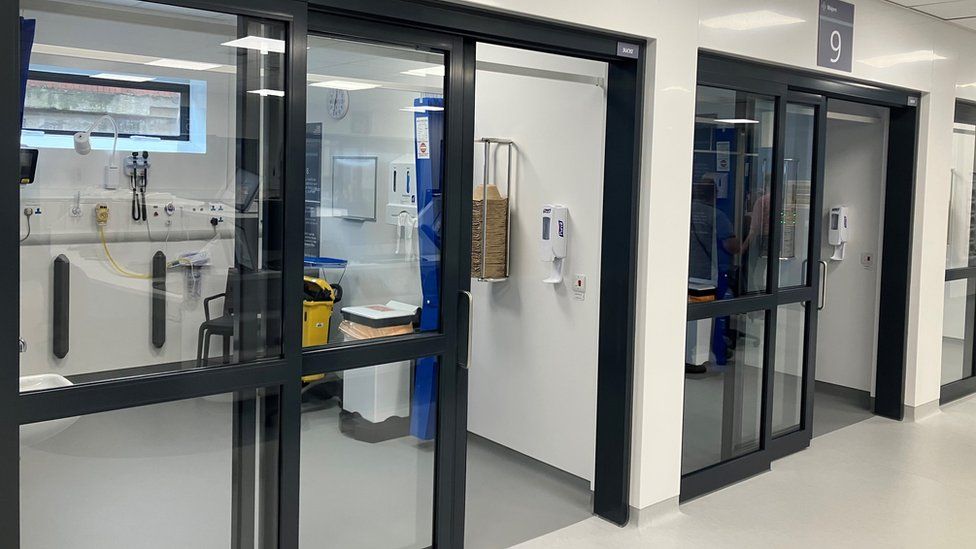 The new ED facility includes sliding doors, offering patients more privacy