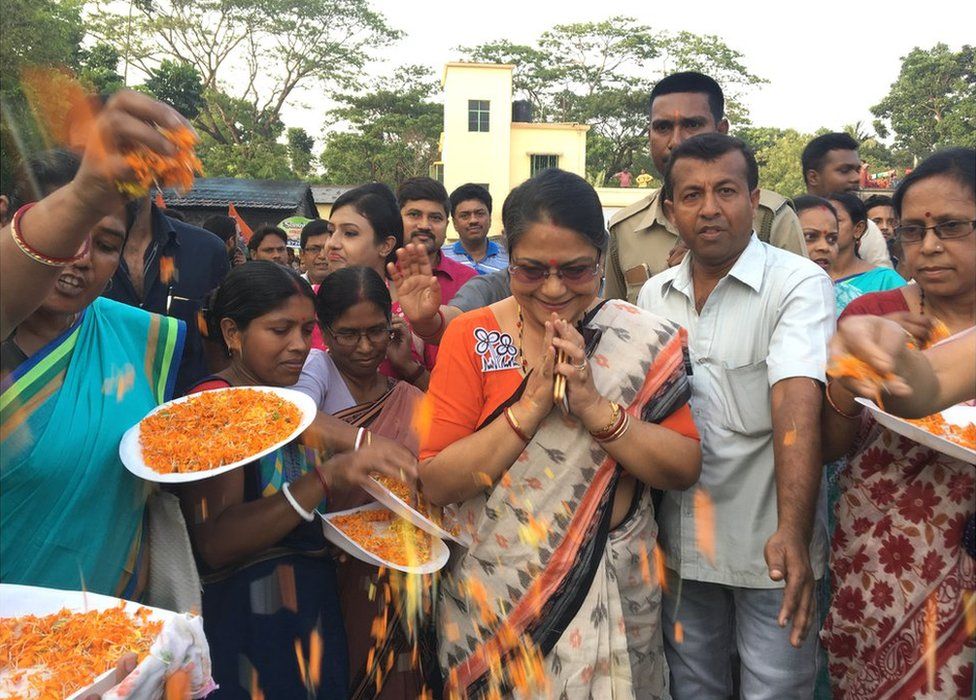 Dr Kakoli Ghosh Dastidar being welcomed in her constituency