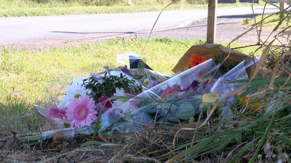 Flowers left at the roadside