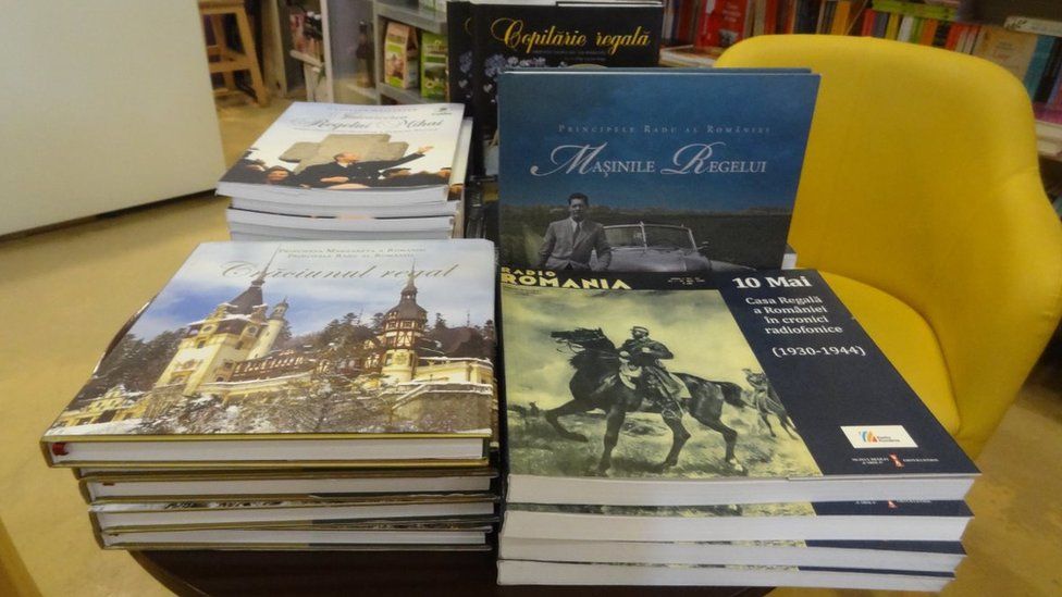 Books about King Michael at a bookshop in Bucharest