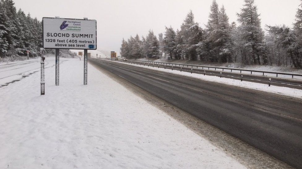 Snow at Slochd Summit near Inverness