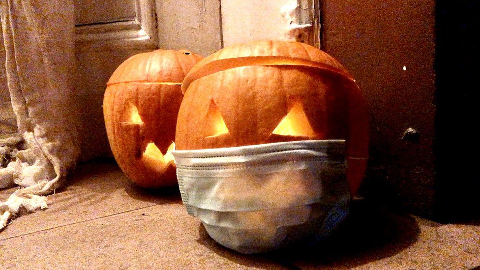 pumpkin with mask on