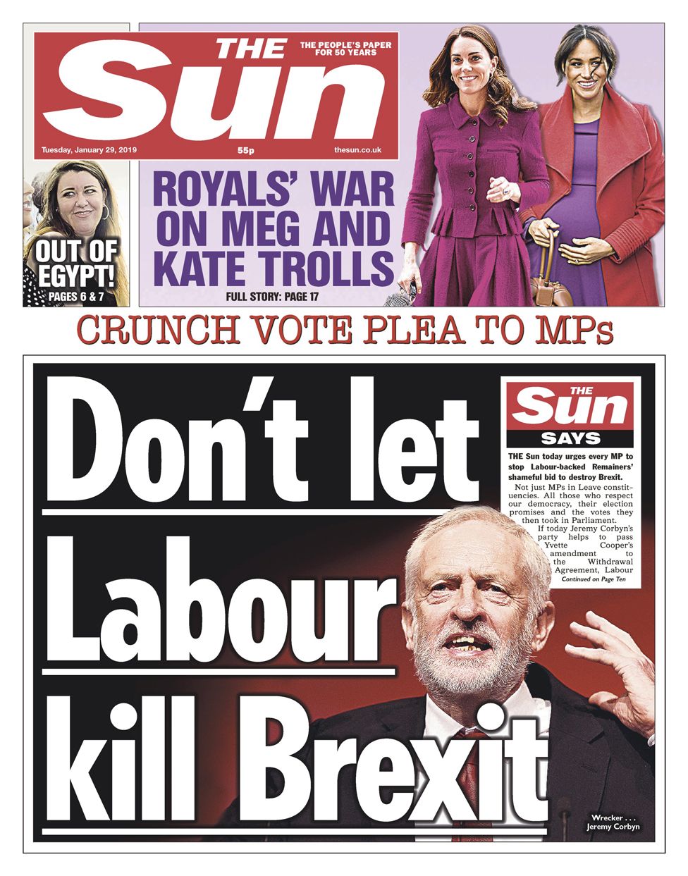 Sun front page - 29/01/19