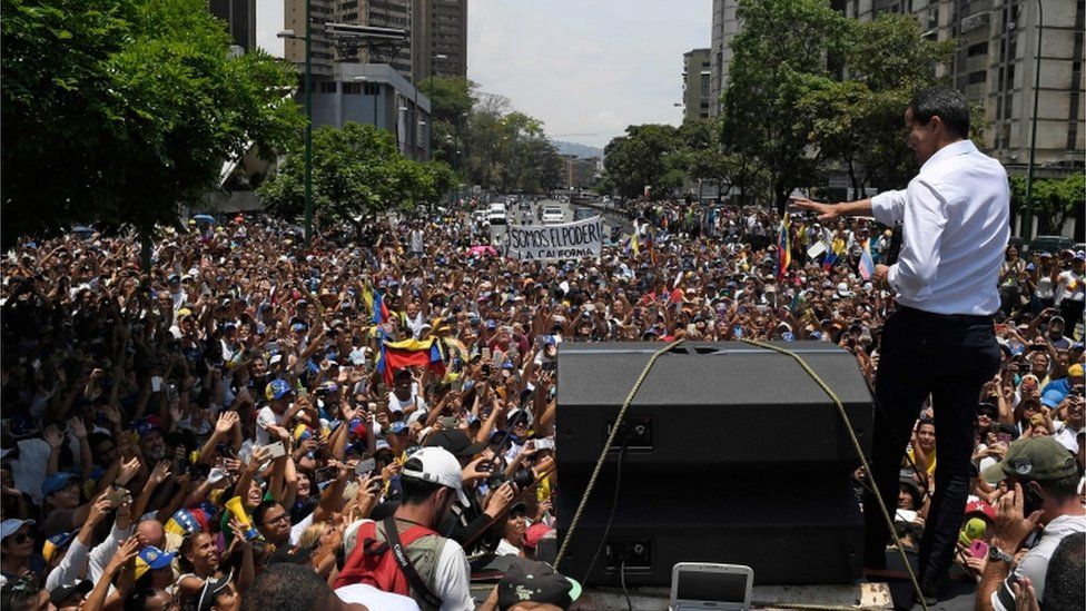 Juan Guaidó addressing supporters in Caracas