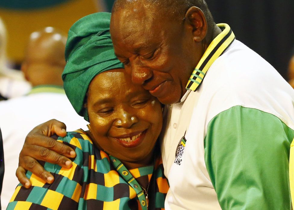 Cyril Ramaphosa hugs Nkosazana Dlamini-Zuma