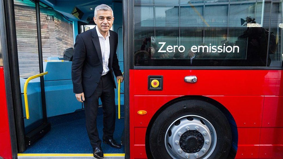 Mayor of London on a zero emission bus