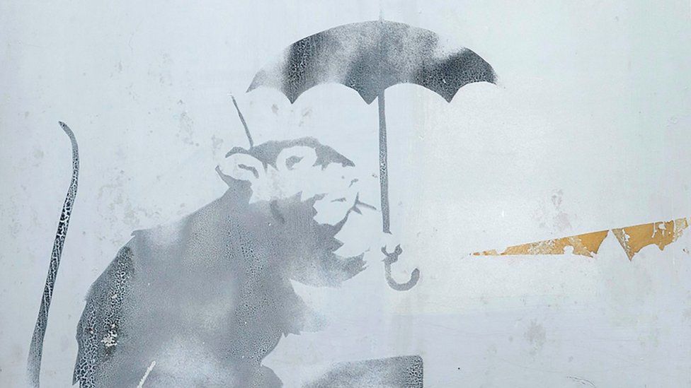 This handout photograph taken on January 16, 2019 and released by Tokyo Metropolitan Government on January 17 shows a drawing of a rat holding an umbrella