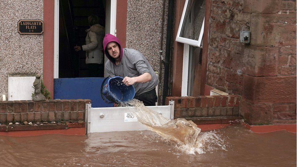 Flooded homes in Appleby-in-Westmorland, Cumbria, after Storm Ciara