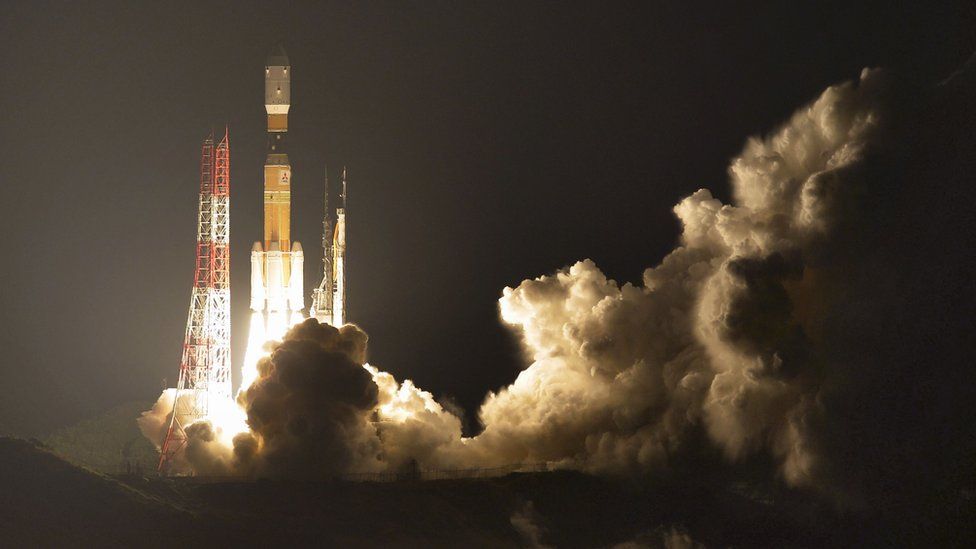 Japan's H-IIB rocket with a capsule called Kounotori, or stork, lifts off at the Tanegashima Space Center in Tanegashima, southern Japan, Friday 9 December 2016.