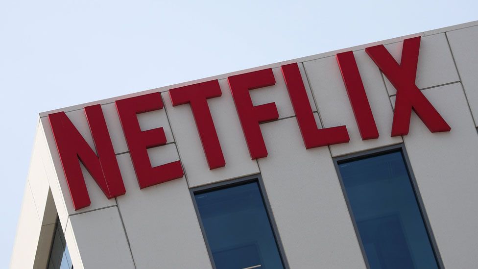 Netflix logo on building