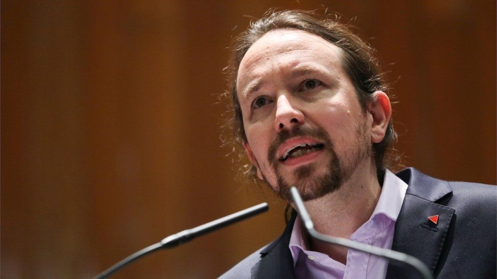 Pablo Iglesias delivering a speech in January 2020