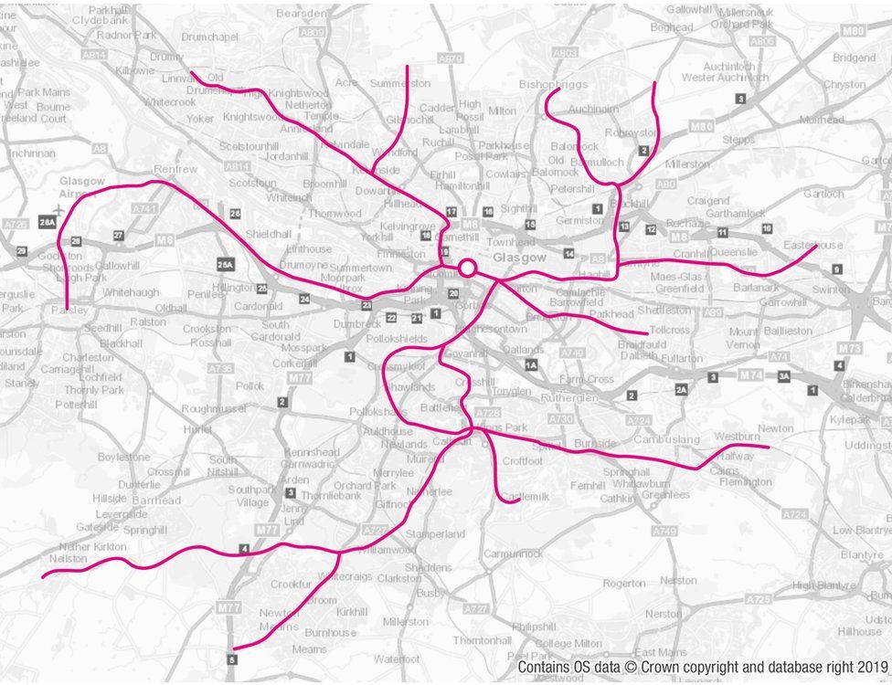 A map of how the Glasgow Metro could look