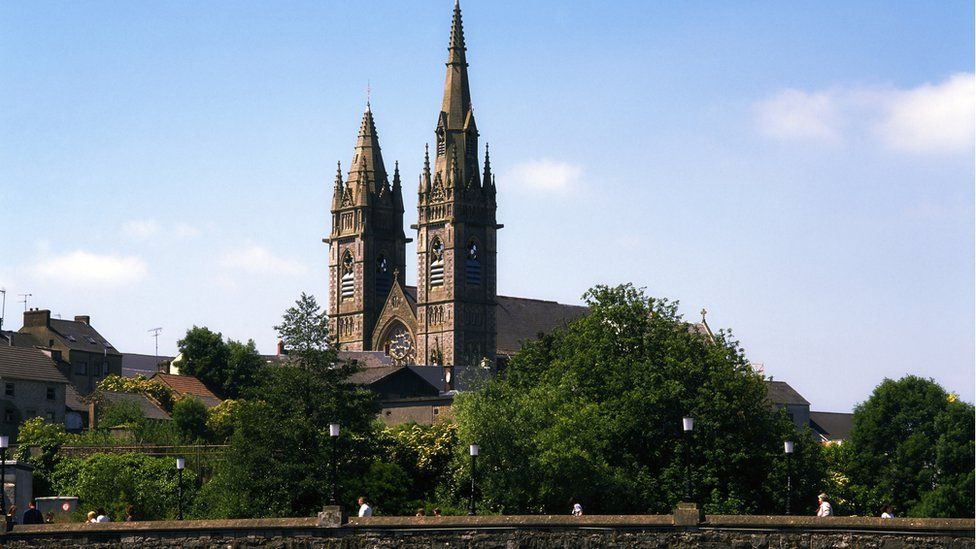 Omagh's Sacred Heart Church on a sunny day