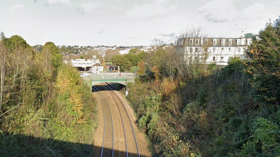 Footbridge over rail line