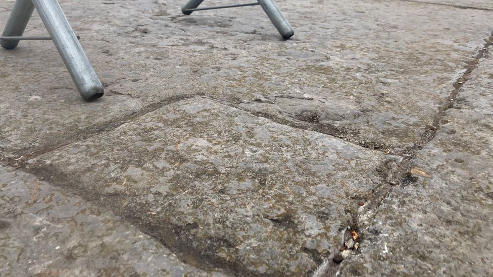 The stone underneath which it is believed a time capsule is buried at Donaghadee Harbour.