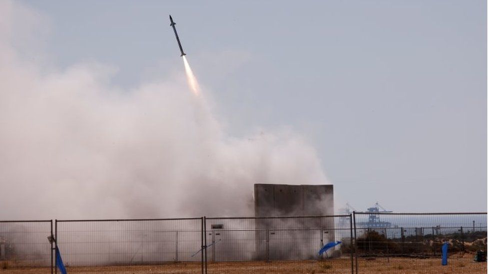 Israel's Iron Dome anti-missile system fires to intercept a rocket launched from the Gaza Strip towards Israel, as seen from Ashkelon, Israel May 12, 2021