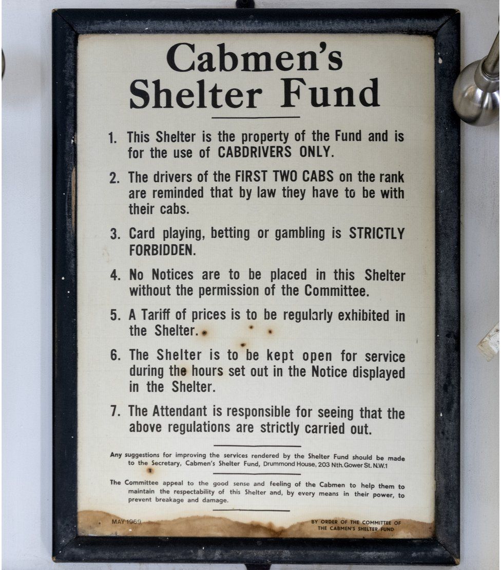 A sign inside the Pont Street shelter