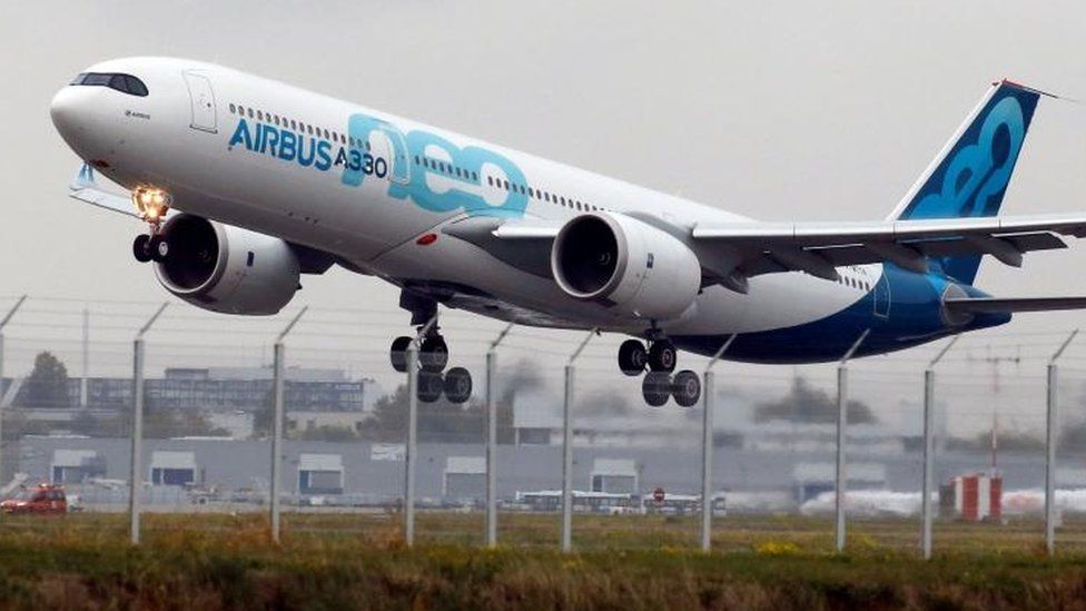 Airbus A330neo aircraft lands after its maiden flight