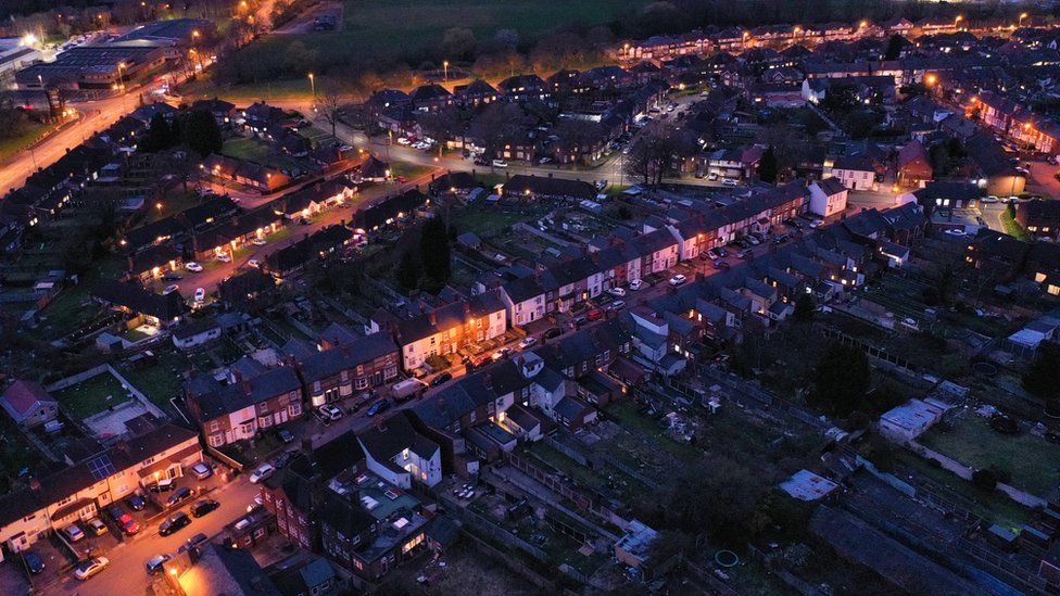 A birdseye view over Walsall at night