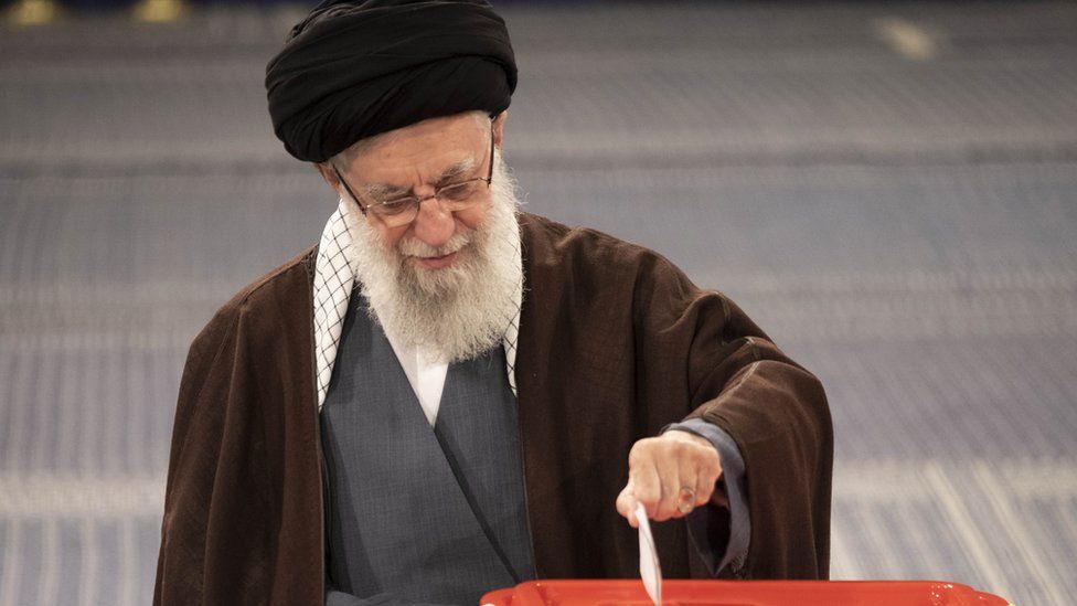 Supreme Leader Ali Khamenei casts his vote in the Iranian election