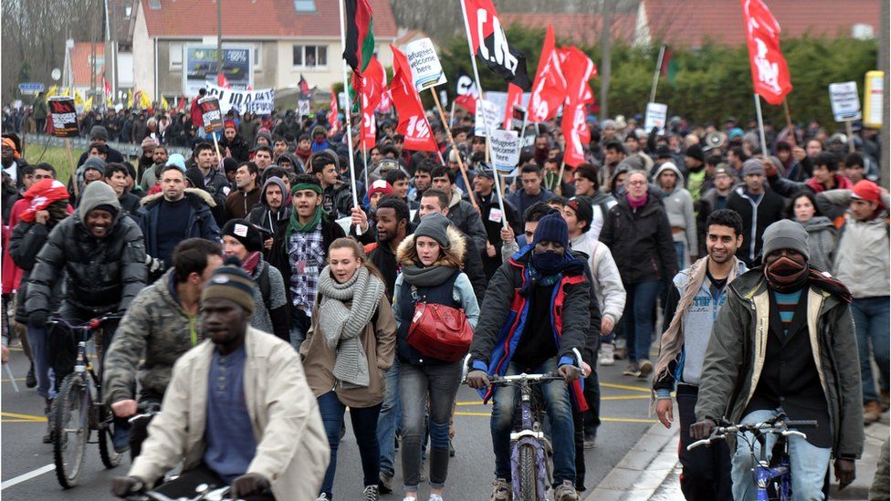 Calais migrant demonstration