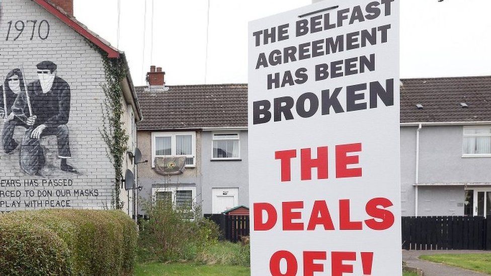 A mural claiming the Belfast (Good Friday) Agreement has been broken by the Northern Ireland Protocol