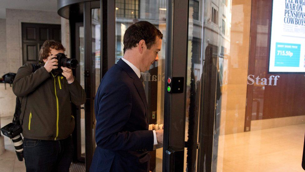 George Osborne arrives for his first day of work as editor of the Evening Standard