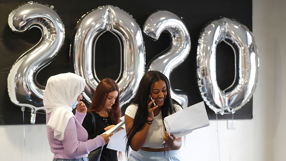 Girls looking happy about their results