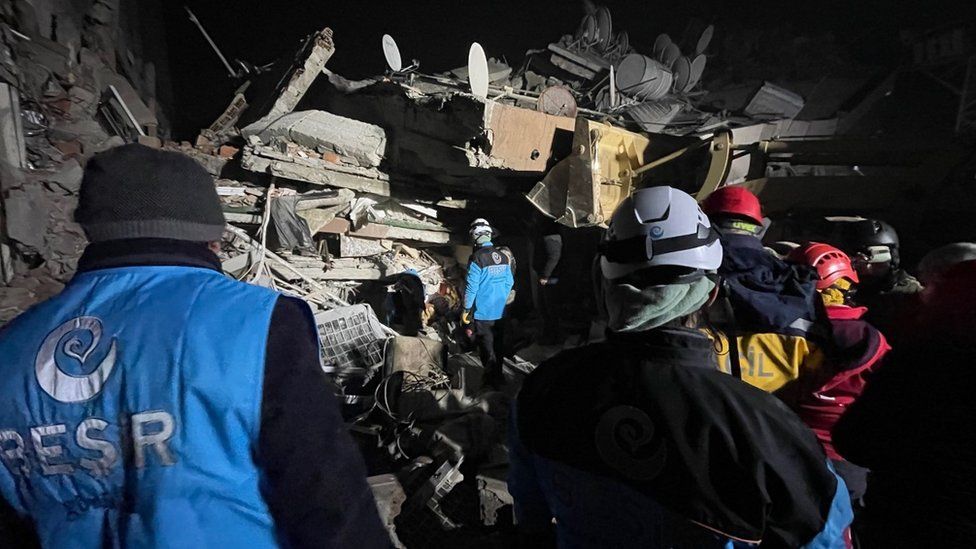 Collapsed apartment block