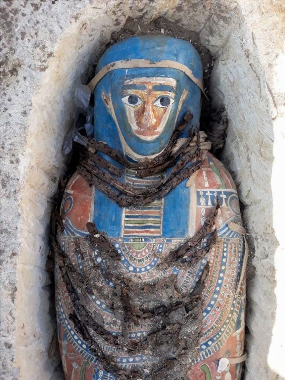 A pharaonic-era mummy is seen in Giza, Egypt - 27 November 2018