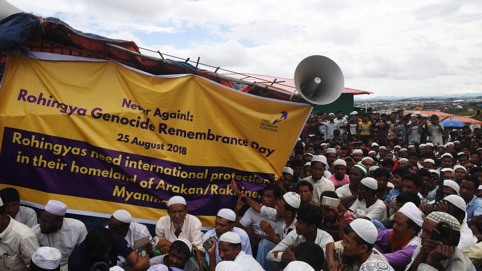 Rohingya refugees protest against Myanmar crackdown anniversary