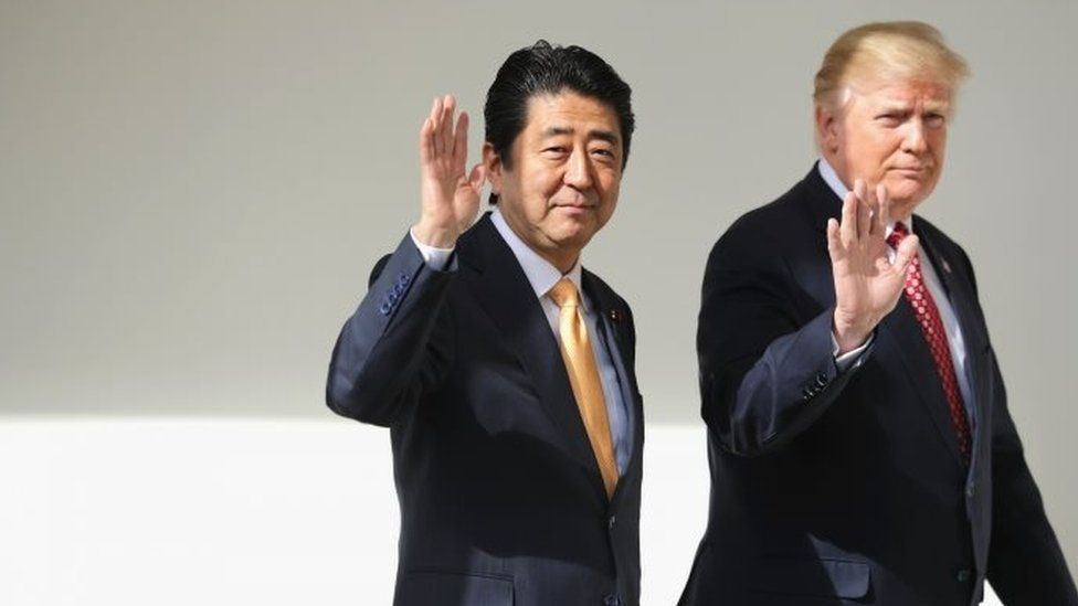 Trump Tells Abe Us Japan Ties Are Cornerstone Of Peace Bbc News