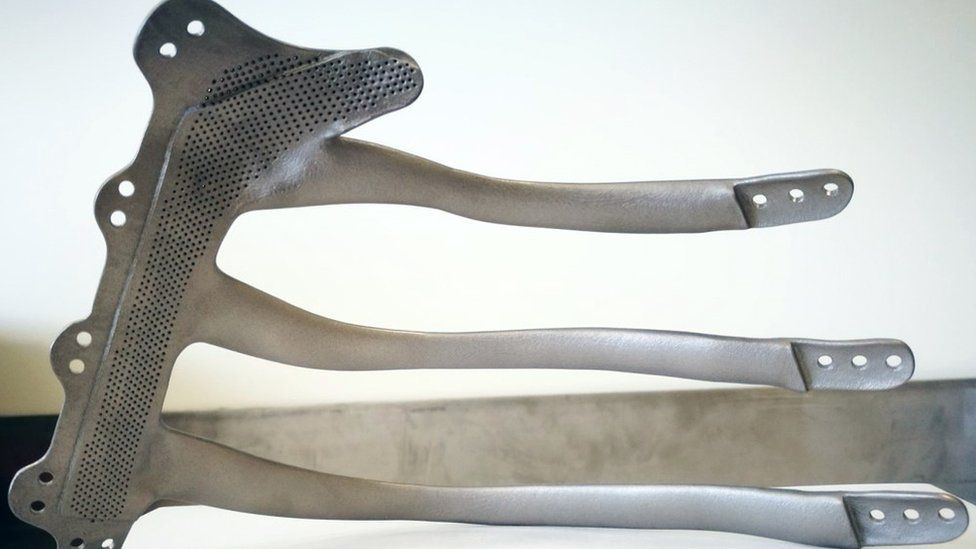A photo of the bespoke titanium implant