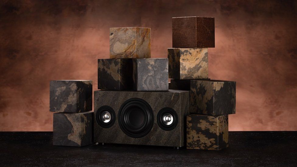 The awards made from slate veneer shaped into cubes and stacked