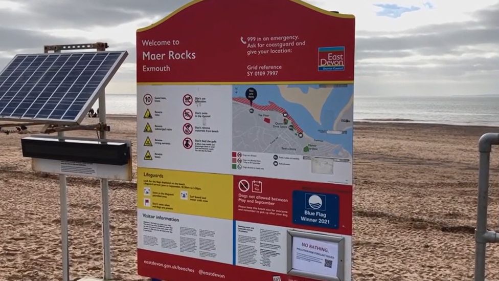 Welcome board for Maer Rocks in Exmouth