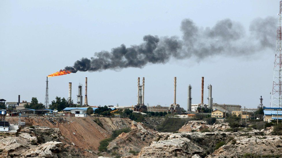 This file photo taken on March 12, 2017 shows an oil facility in the Khark Island, on the shore of the Gulf