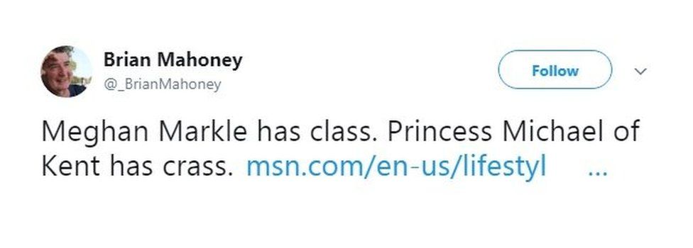 Princess Michael of Kent tweet