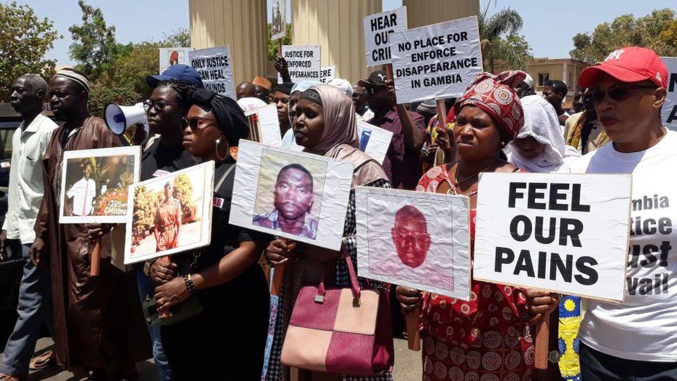 Protesters in The Gambia calling for justice for those who disappeared during Mr Jammeh's time in office