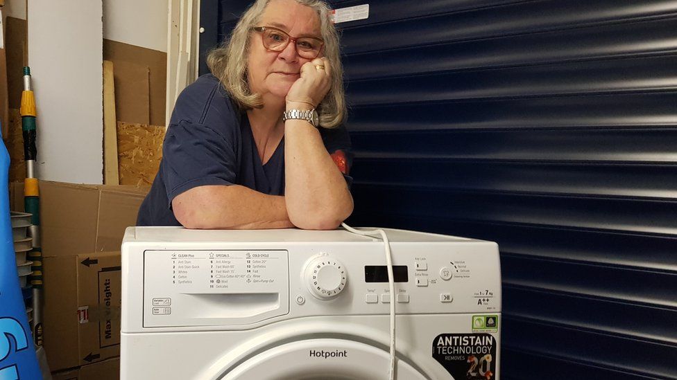 Janet McPherson with her affected machine