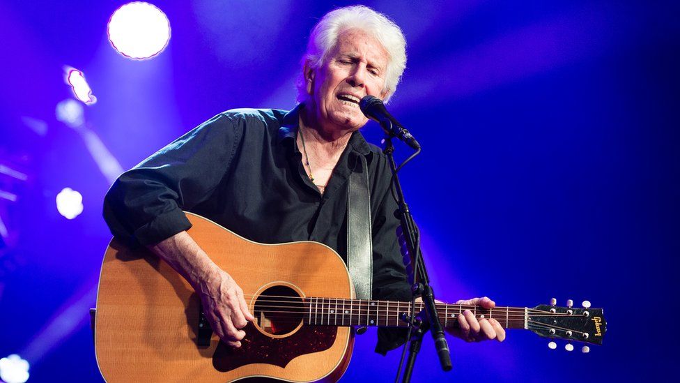 Graham Nash performs on stage during the Cambridge Folk Festival 2019