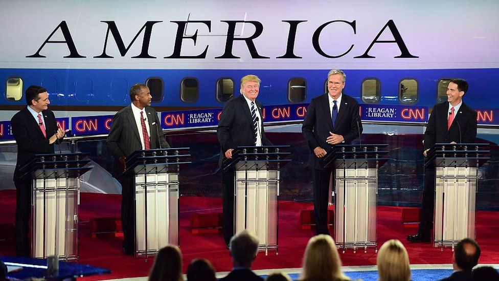 Trump at a 2015 Republican primary debate