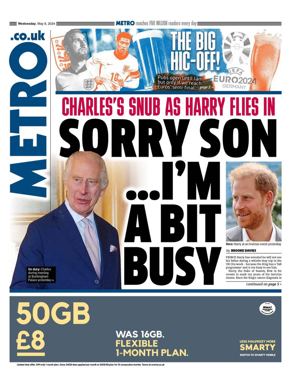 The Metro front page