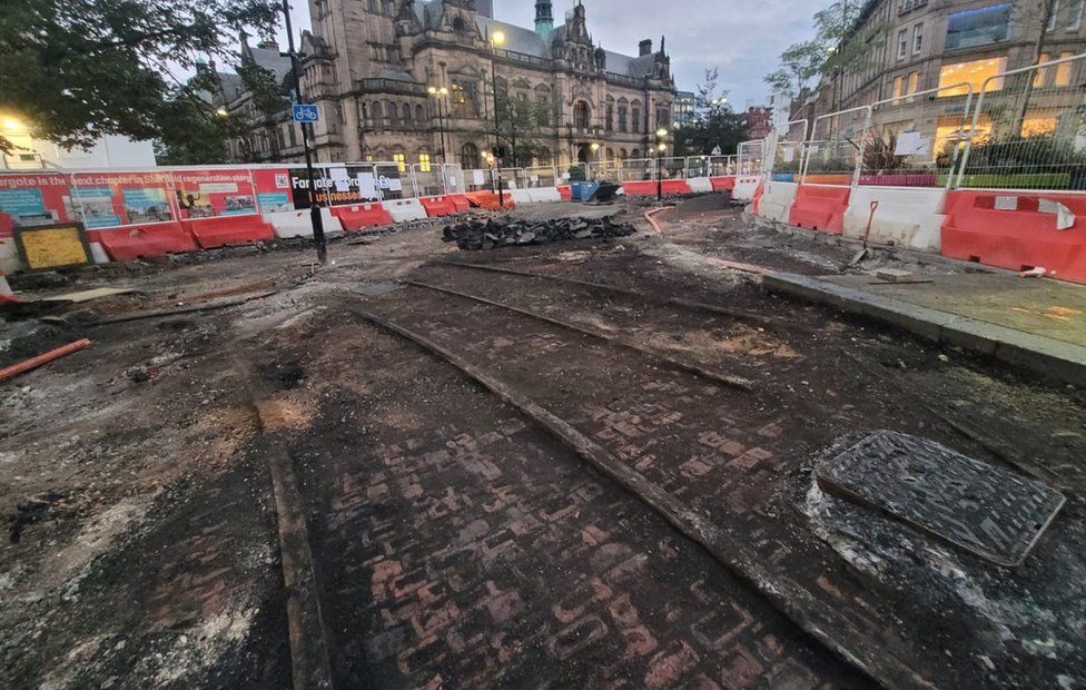 Tram tracks in Sheffield