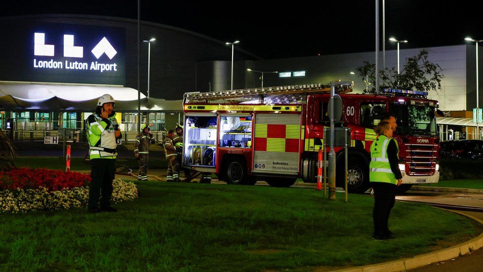 firefighters at Luton Airport