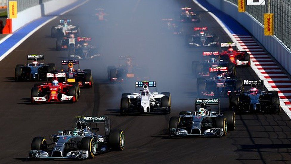 The start of the 2014 Russian Grand Prix in Sochi