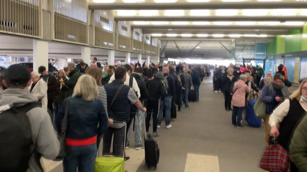 Queues at Manchester Airport on Thursday